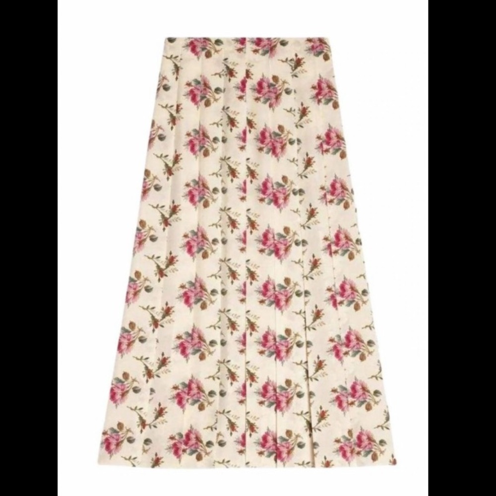 GUCCI GG silk roses skirt floral pleated 44